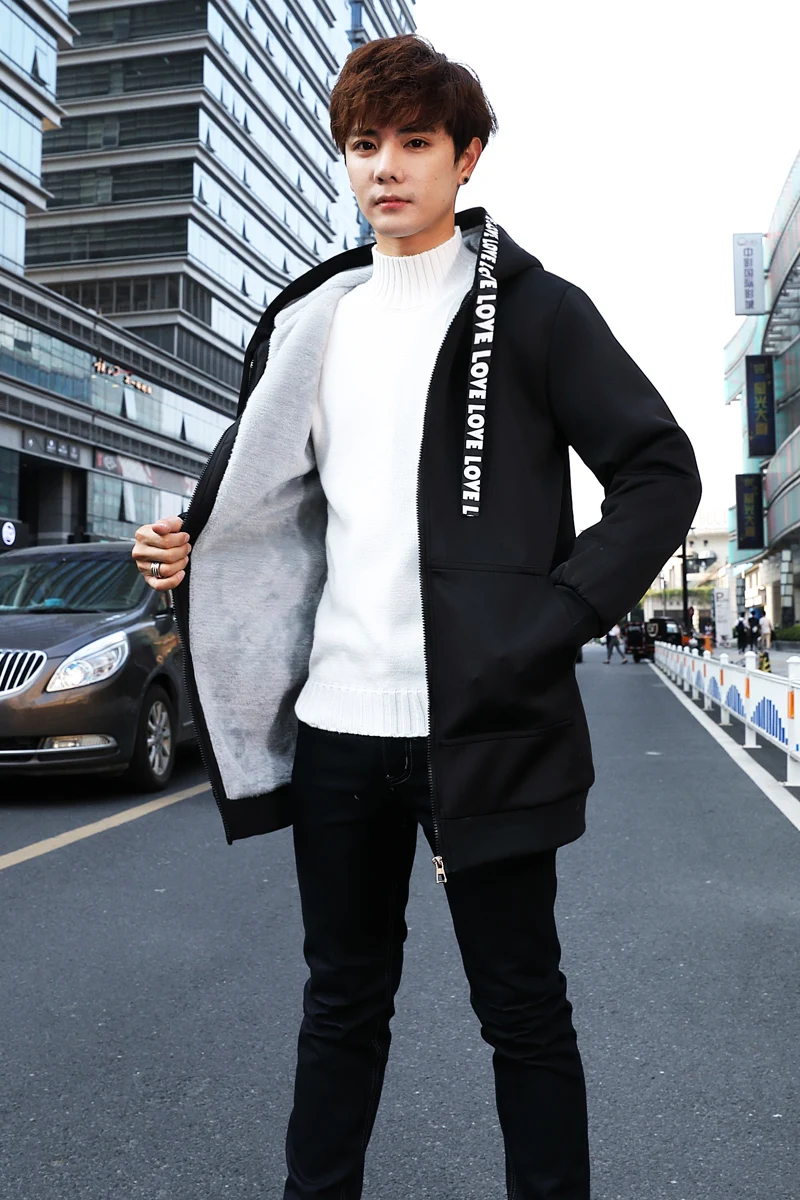 

Plus velvet thick warm cotton jacket cotton trench coat Winter 2019 sweater coat