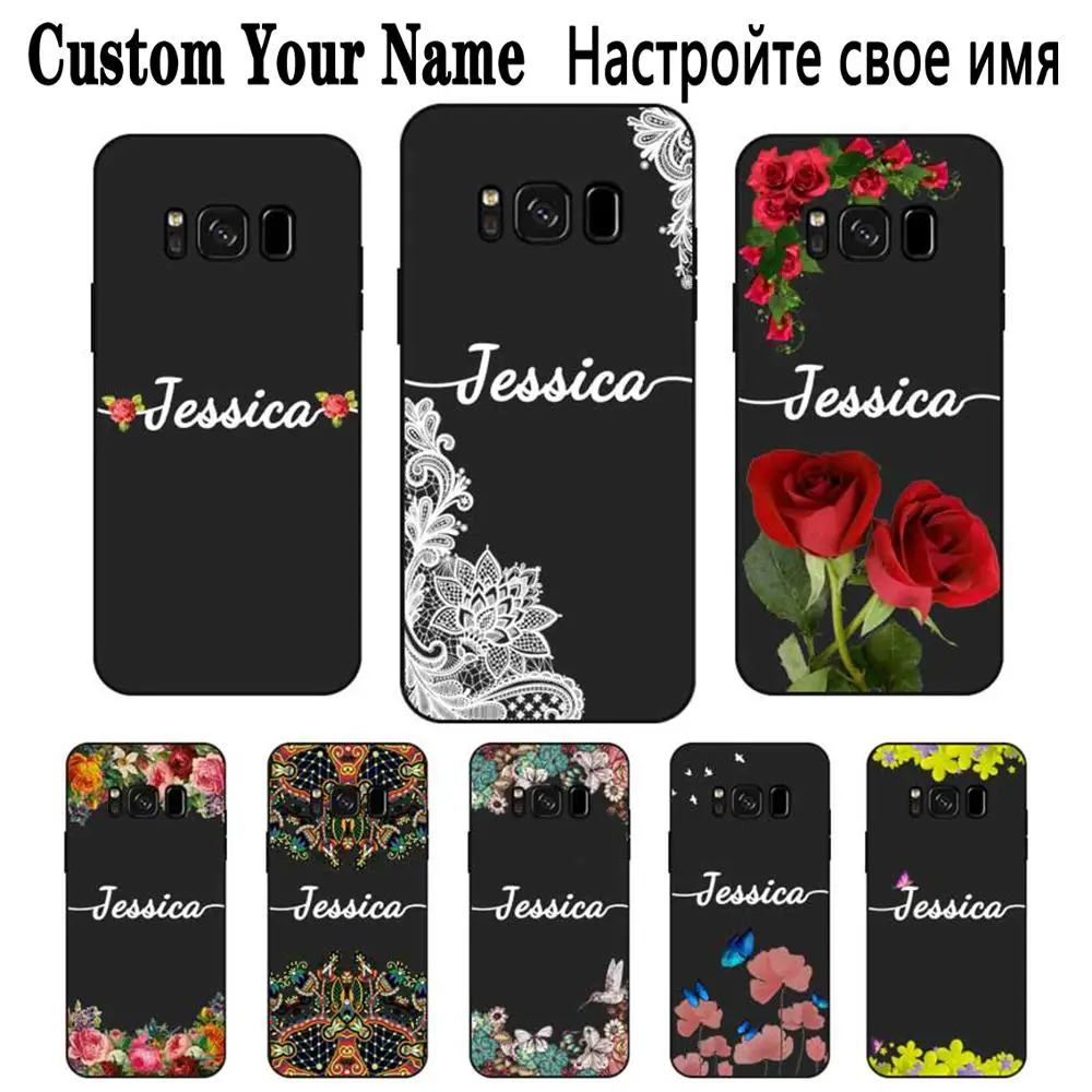 Кружевная роза на заказ Ваше имя DIY черный мягкий силиконовый чехол ТПУ для samsung