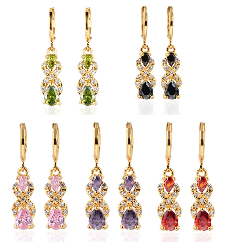 

Hot Sale Teardrop Shape Cubic Zircon Crystal Rhinestone Women's Earrings Wedding Water Drop High Quality Female Earring Jewelry