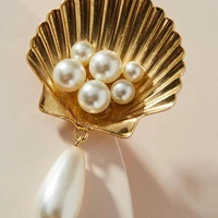 fashion exaggeration big brand european and american earrings 2021 new bright alloy pearl shell earrings femininity earrings