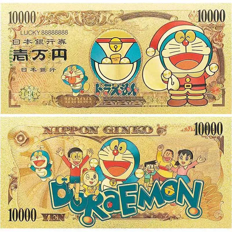 

5Pcs/Lot 2021 Japan Anime Banknote 10,000 Yen Banknote in 24K Gold Plated Money For Collection