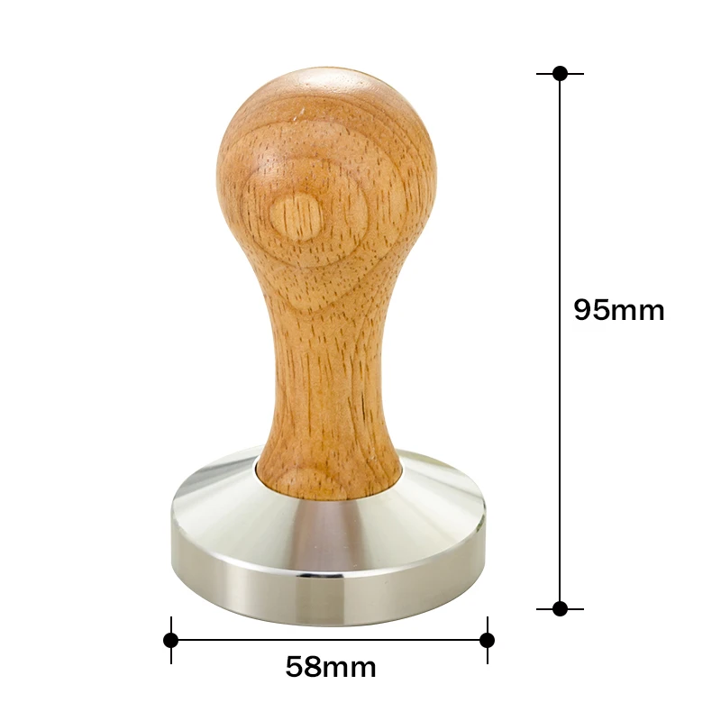 

Wooden Coffee Tamper 51mm 58mm Barista Espresso Base Coffee Bean Press Stainless Steel Flat Base Professional Coffee Bean Press