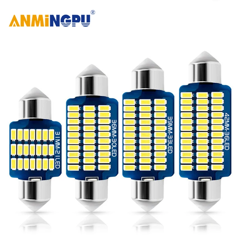 ANMINGPU 2X сигнальная лампа C10W светодиодная 31 мм 36 39 41 гирлянда C5W 3014SMD