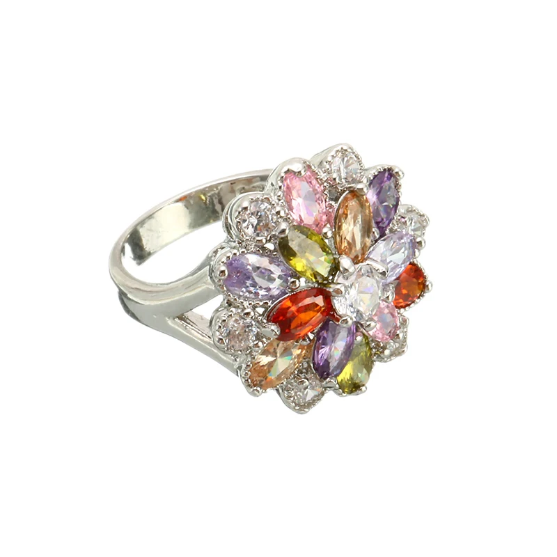 Multicolor Cubic Zirconia Ring Size 6 7 8 9 10 Retro Flower Party Engagement Rings For Women Fashion Jewelry Gifts | Украшения и