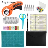 45mm rotary cutter set fabric with 5 replacement blades with cutting mat patchwork ruler knife scissors for sewing craft