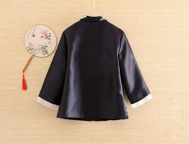 Embro Mill, осенняя Женская куртка, топ, китайский стиль, Ретро стиль, вышивка, кран, благоприятное облако, элегантное свободное Женское пальто, женская S-2XL