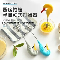 creative semi automatic mixer egg beater manual self turning 304 stainless steel hand blender egg cream stirring cooking gadget