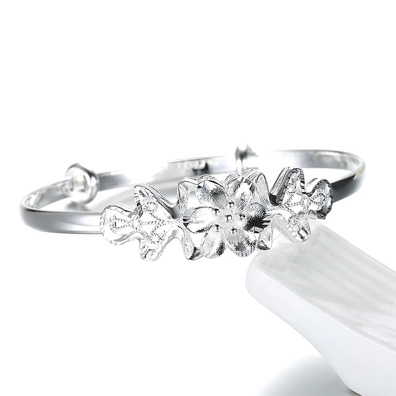 Женские милые туфли-баугиния регулируемый браслет для женщин Серебряный цветок