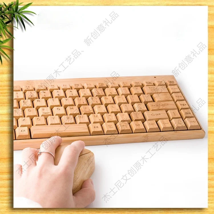 

Модная креативная Беспроводная бамбуковая мышь и клавиатура, набор для ноутбука, офиса, компьютера, Бамбуковая мышь и клавиатура
