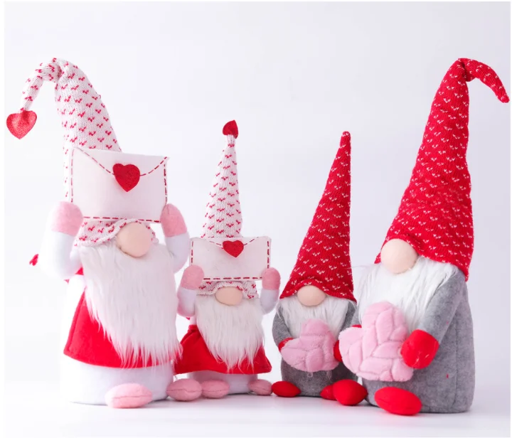 

Envelope Love Faceless Dwarf Rudolph Valentine's Day Doll Window Prop Decoration Plush Toy Party Holiday Gift 2021