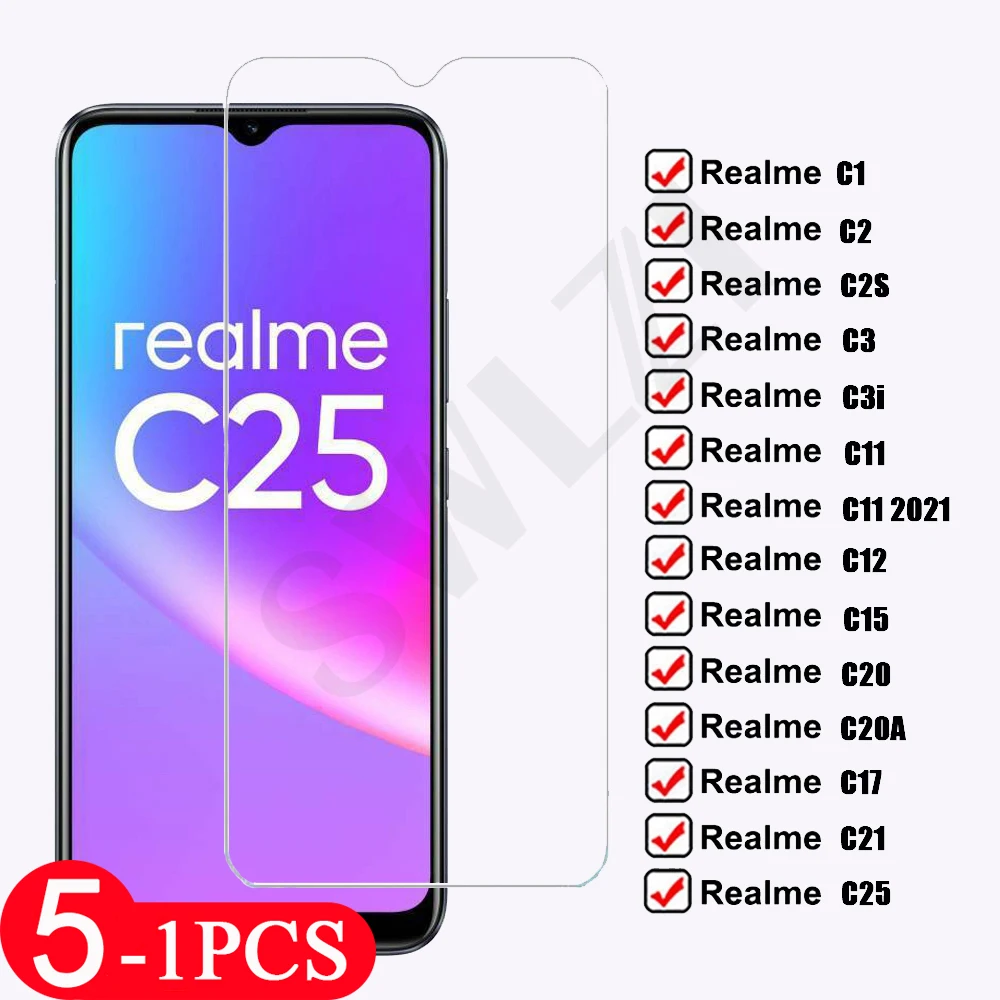 

3-1Pcs tempered glass film for Realme C11 2021 C12 C15 C17 C20 C20A C21 C25 C1 C2 C2S C3 C3i protective phone screen protector