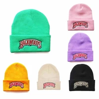 lettering knitted hat beanies winter warm jazz band hat solid hip hop rapper hat skateboard embroidered caps streetwear