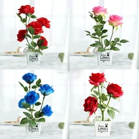 plastic green plants redyellowpinkorangerose red potted artificial mini plastic simulation flower pot for home