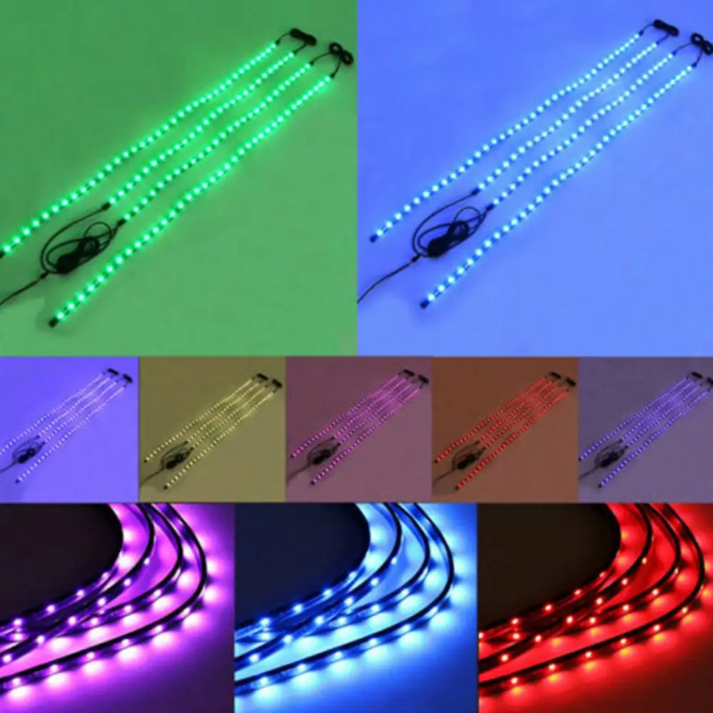 4 шт. 12 В IP65 Bluetooth управление через приложение RGB Светодиодная лента под автомобиль
