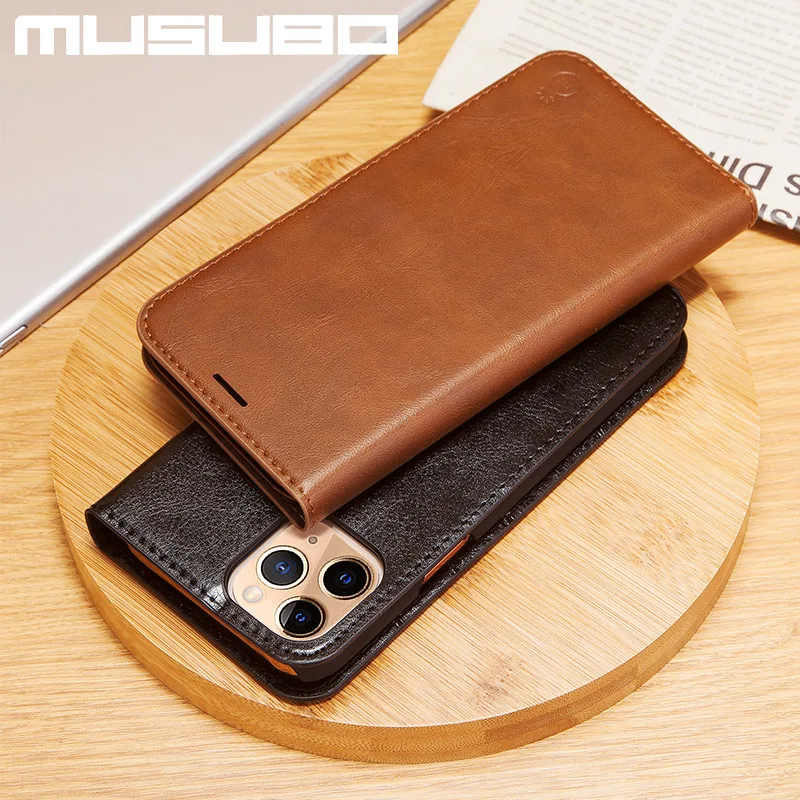 Musubo Luxury Genuine Leathr Case For iPhone 14 13 Pro Max 12 Pro 11 XR Xs Max 8 Plus 7 Cover Flip Wallet Card Fundas Coque Capa