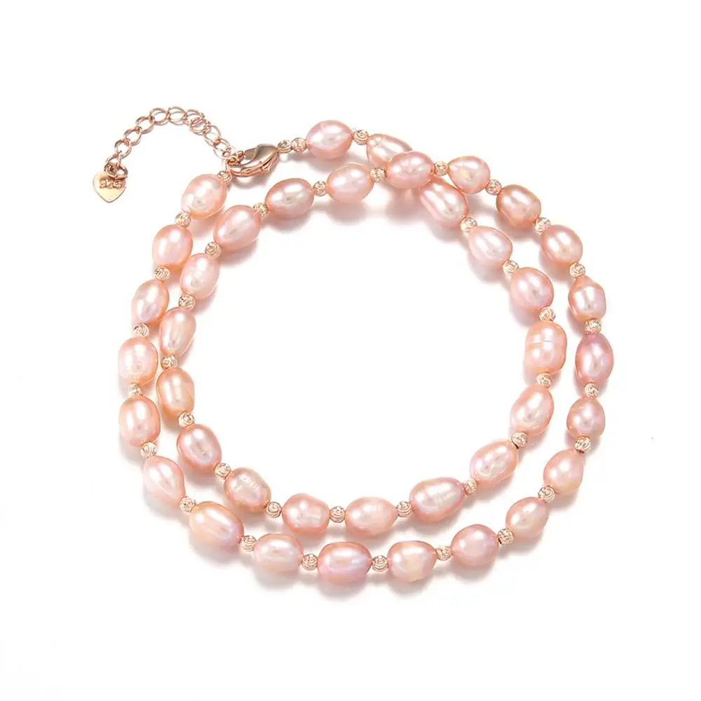 

Natural Freshwater Pearl Necklace for Women Gift Beads Handmade 6-7mm Pink pearl 45mm Necklace Fashion Jewelry