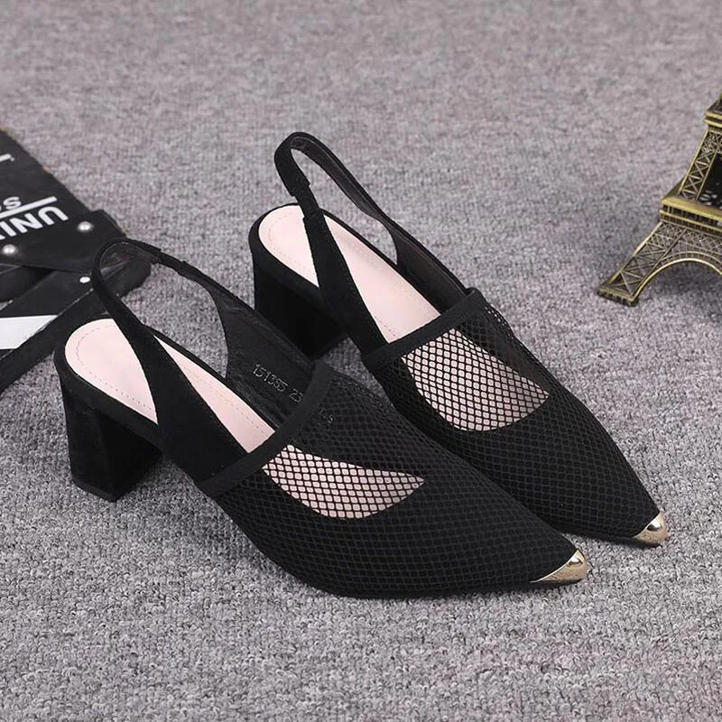 Женские сетчатые туфли-лодочки на высоком каблуке 7 см с острым носком | Обувь