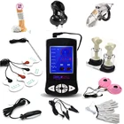 Набор для мастурбации с электрошоком, Пояс верности CB6000, массажер груди, рандомные зажимы, вилка для пениса, игрушки для электростимуляции