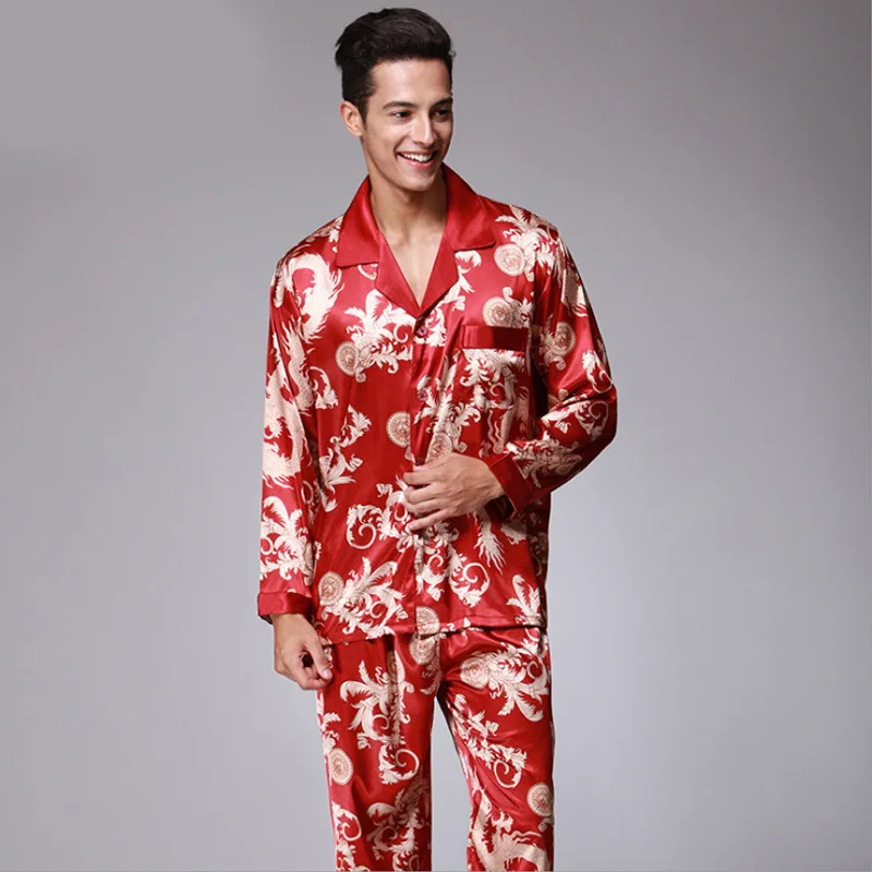 Мужской пижамный комплект из двух предметов, с принтом, длинные брюки, мужской банный халат, повседневный и простой спортивный костюм, роско... от AliExpress WW