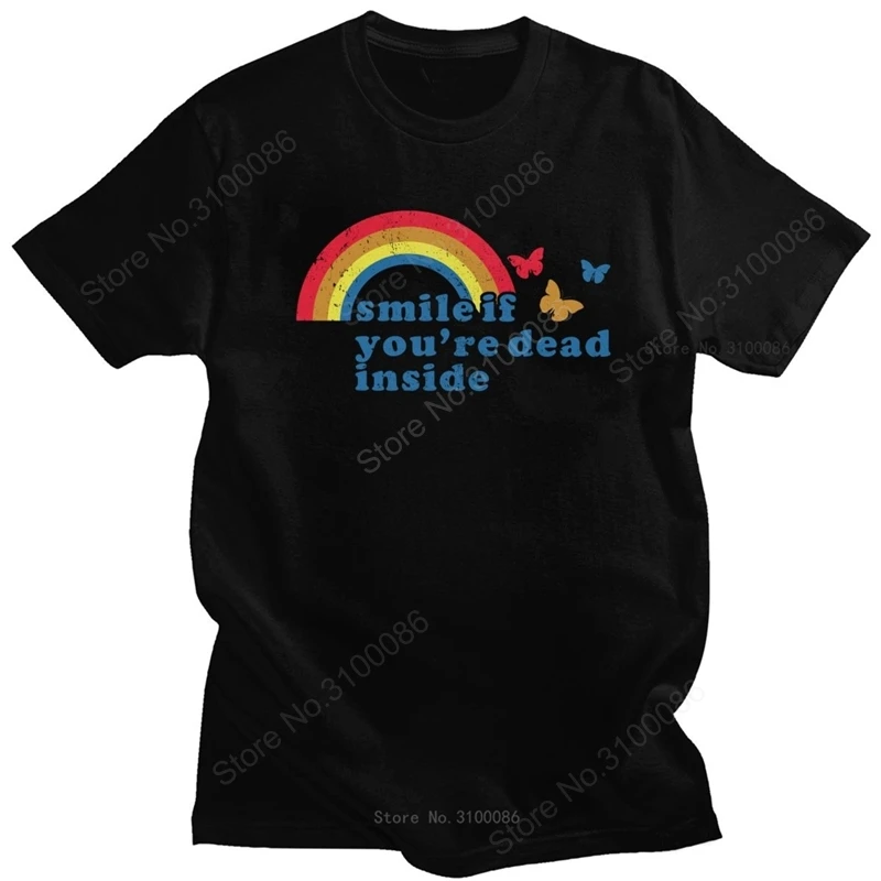 

LGBT Smile If You Are Dead Inside T Shirt Men Soft Cotton Urban T-shirt Short Sleeves Gay Pride LGBTQ Tee Tops Clothing Merch