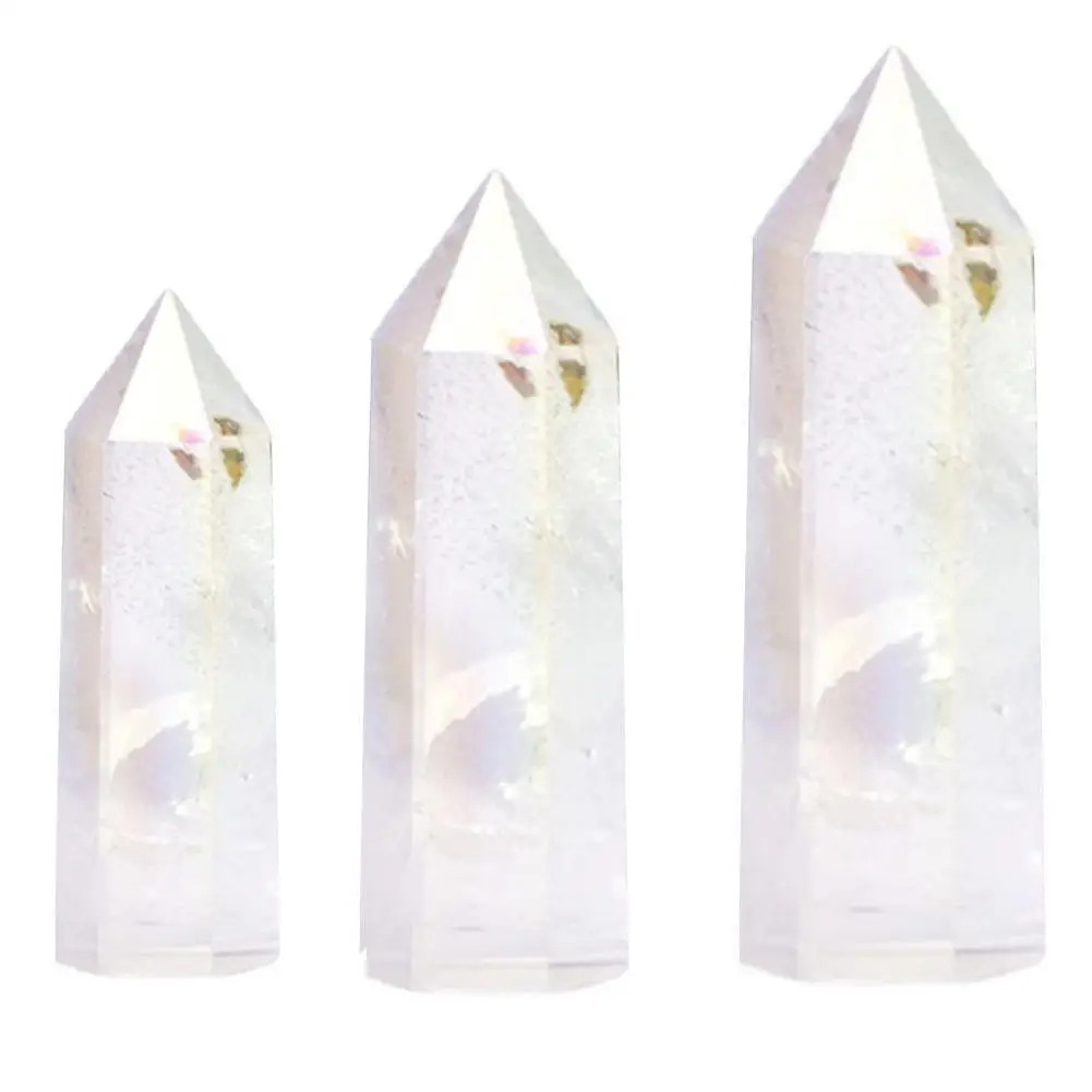 

New Natural Aura Clear Quartz Crystal Point Wand Healing Stone Energy Quartz Home Decoration Reiki Polished Stone Chakra Tower