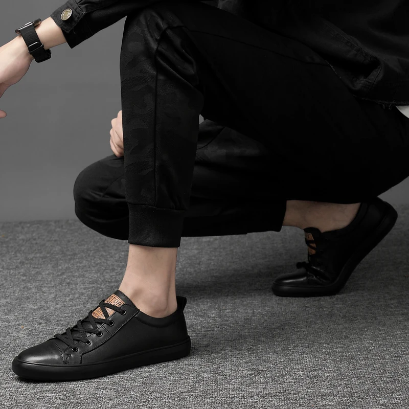 

Genuine leather Men Casual Shoes Fashion Men Leather Breathable Soft Walking Footwear outdoor comfortable lace-up shoes men w5