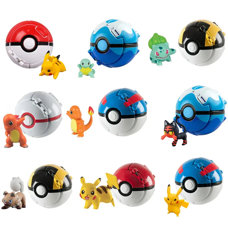 

Genuine Pokemon Elf Ball Pocket Monster Pokeball ​Deformation High Quality Toy Pikachu Charmander Litte Anime Figure Mode