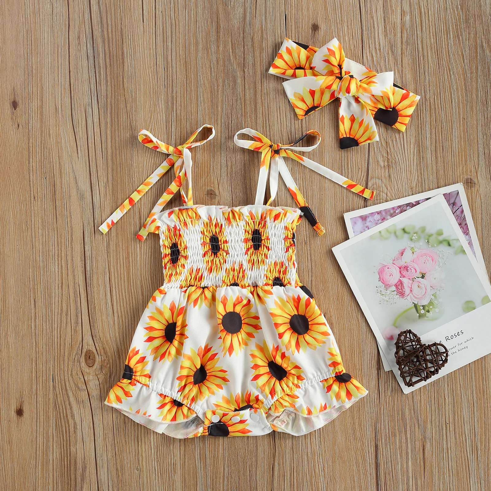 Tops de mameluco Floral para beb&eacute;s, diadema para beb&eacute;, cabestrillo sin mangas para deportes en casa, ropa de cintura alta para dormir, nuevo estilo 2021-3