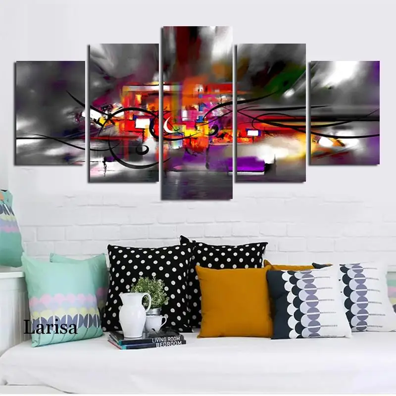 

Abstract Art Poster Wall Decoration Hd Print Frameless Colorful Canvas Painting 5 Pieces for Living Room Home Decoration
