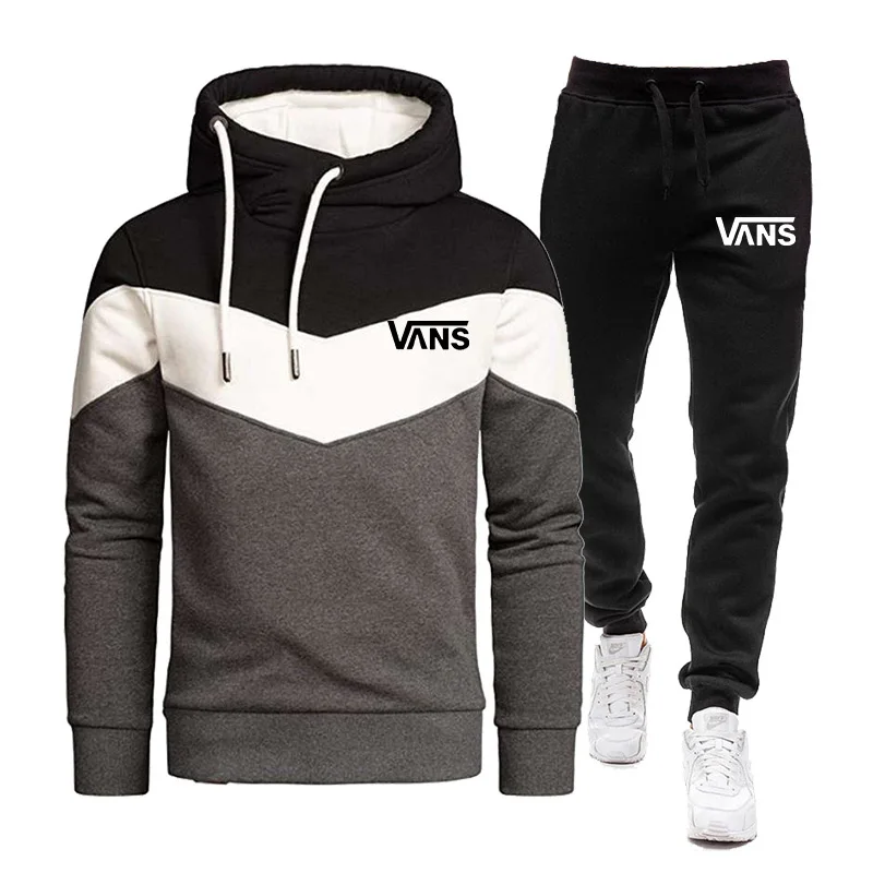 

Track suit men's fashion stitching hoodie men's suit suit men's sweatshirt + sweatpants spring and autumn hooded pullover 2-piec