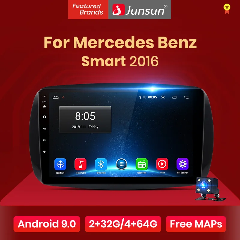 Junsun 2G + 32G Android 10 0 для Mercedes Benz Smart 2016 автомобильный Радио Мультимедиа Видео плеер