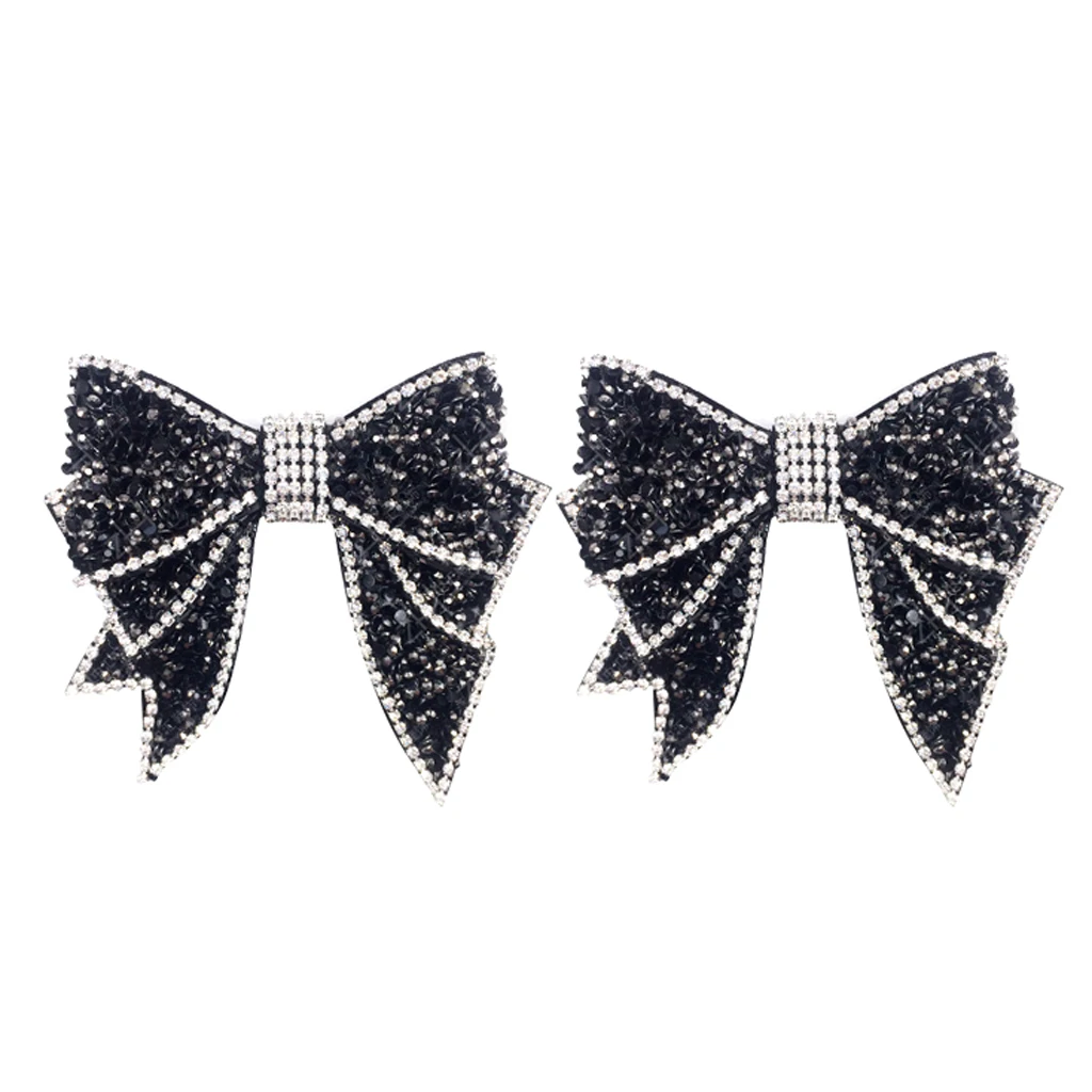 

Черными кристаллами ручной работы; Комплект: туфли с бантом очаровательные модные пряжки для обуви со стразами обувные зажимы