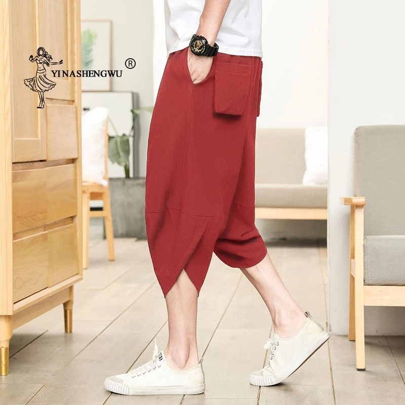 

Beach Casual Loose Thin Print Pants Japanese Kimono Traditional Pants Haori Pants Asian Costume Japan Style Men Kimono Yukata