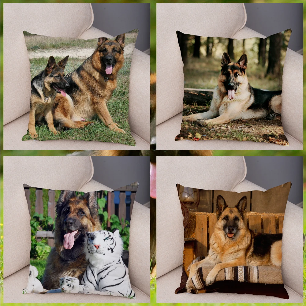Чехол для подушки в виде немецкой овчарки супер мягкие короткие плюшевые