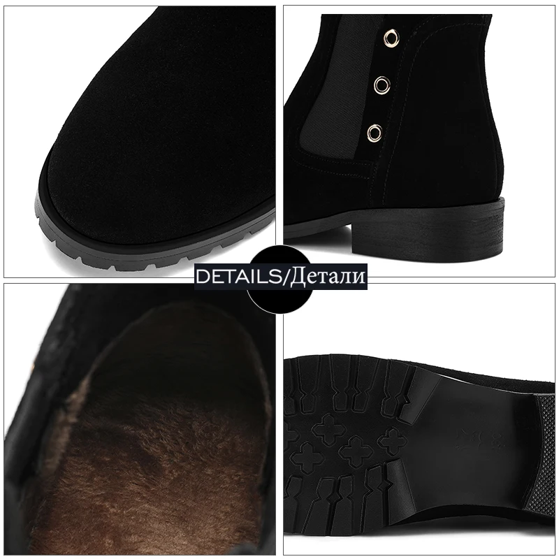 Ботильоны ISNOM на низком каблуке женские ботинки челси туфли с круглым носком