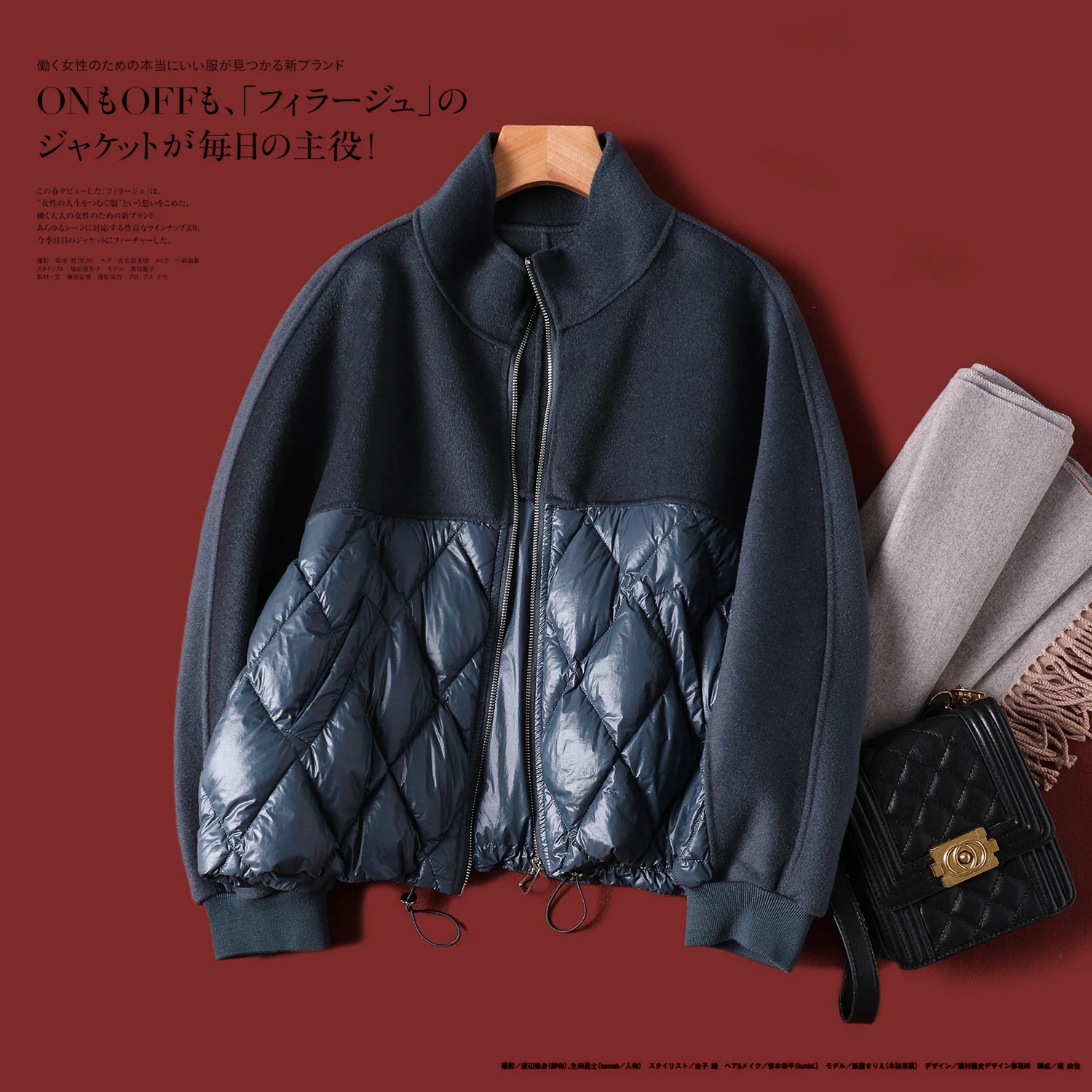Patchwork Jackets Fashion 90% Wool White Duck Down Zipper Winter Coats Women abrigos mujer invierno 2021