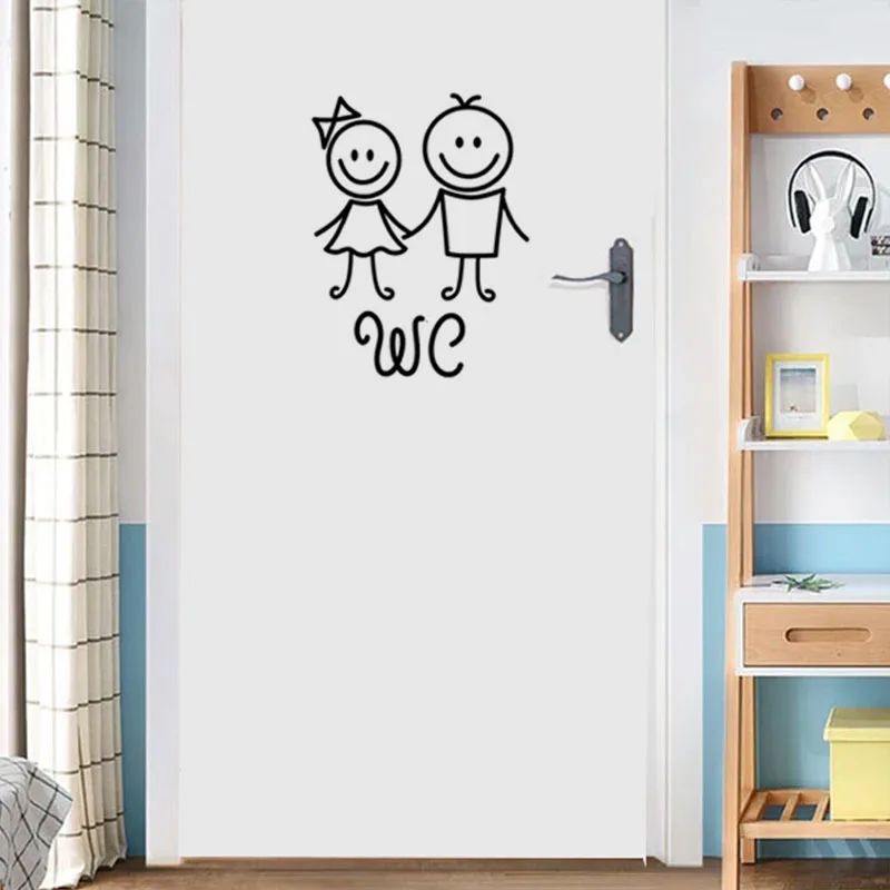 

Cartoon Men Women Toilet Sign Wall Sticker Home Decoration WC Bathroom Door DIY Vinyl Art Mural Decal Creative Tools Removable