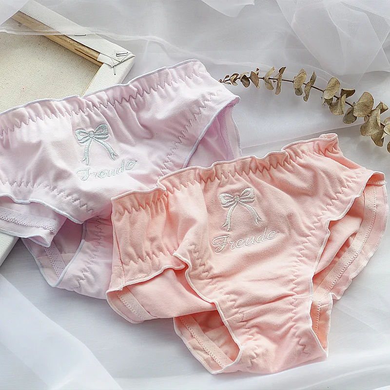 Модное милое нижнее белье с бантом женские бесшовные трусики хлопковые