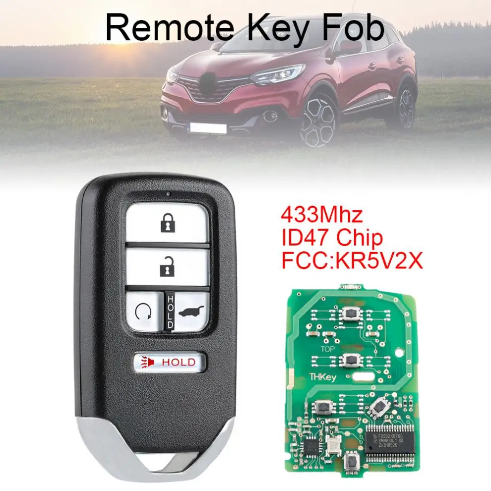 433 МГц FSK SUV 5 кнопок Smart Keyless Car Remote Fob с чипом ID47 KR5V1X для Honda Piot CR V Civic 2016 2017 2018 2019|Ключ