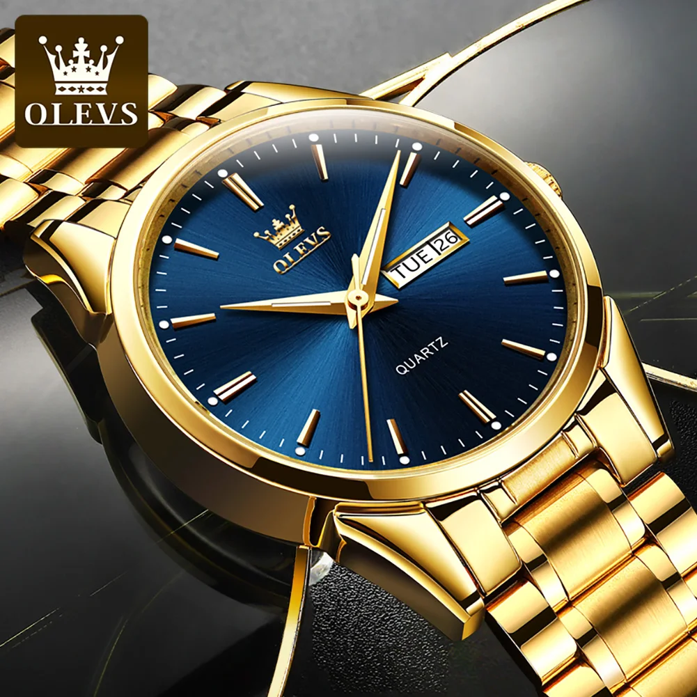 OLEVS Famous Brand Gold Luxury Men Watches Luminous Men's Fashion Watch Military Waterproof Quartz Wristwatch Relogio Masculino