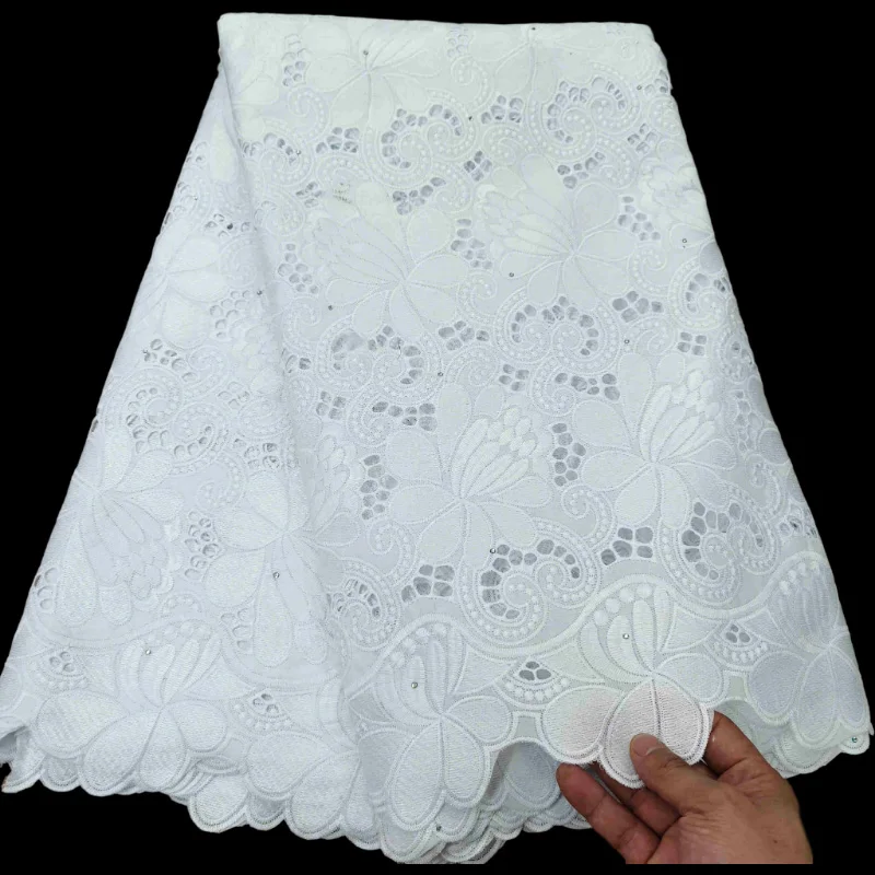 2022 новейшая африканская швейцарская кружевная ткань из 100% хлопка Кружевная