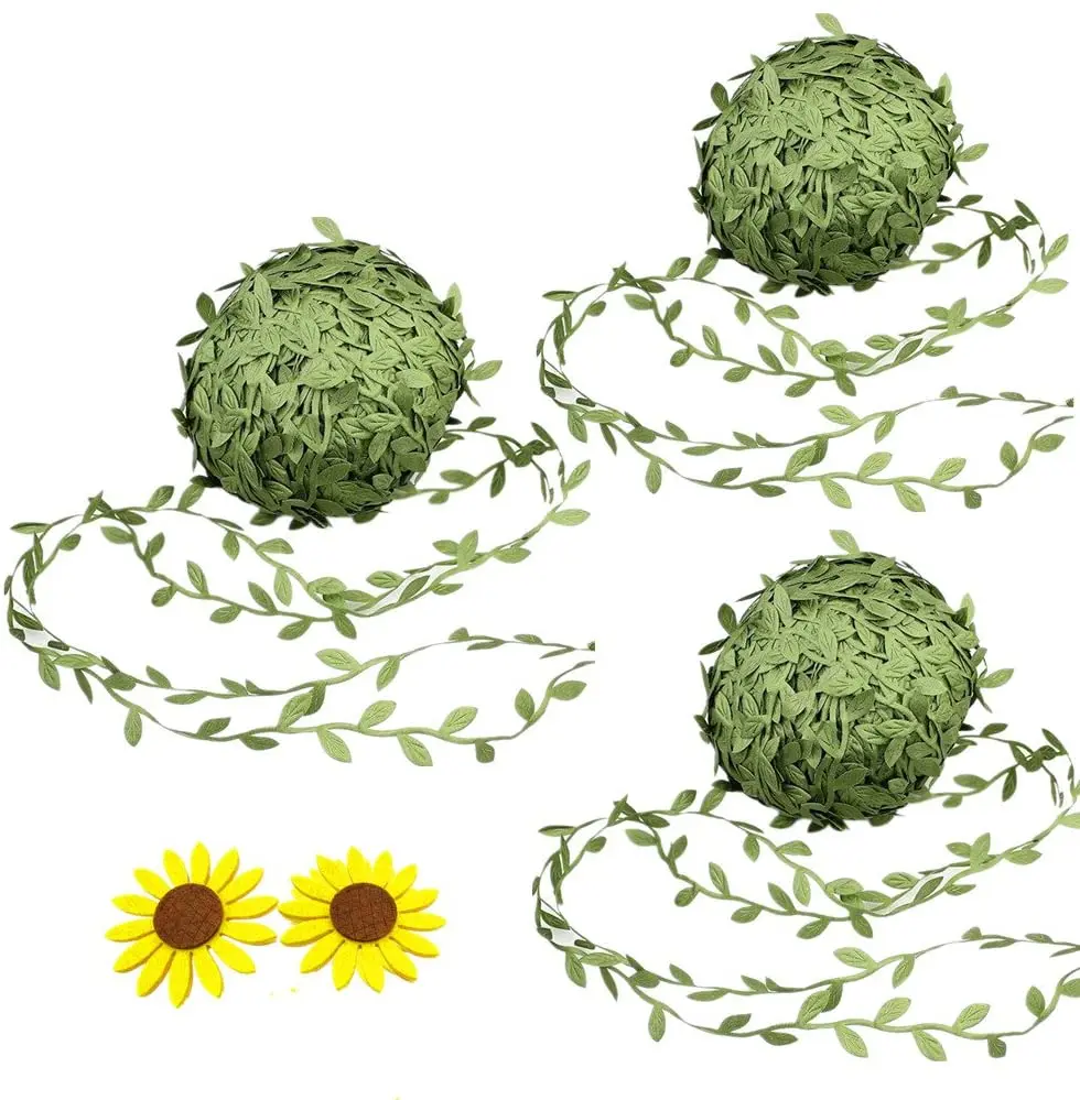 

20m Artificial Ivy Leaf Ribbon Fake Olive Green Vines Trim Jungle Garland for Rustic Wrapping Wedding Home Garden Decoration
