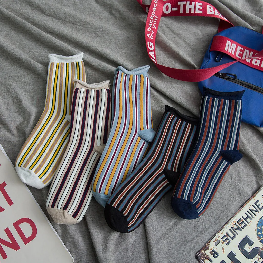 Женские японские вертикальные жаккардовые носки корейская мода хлопковые с