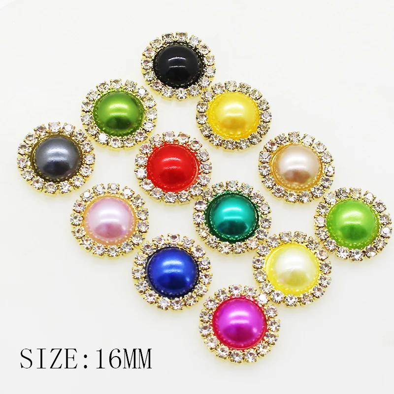 

High-grade simple 10 pcs 16mm Diy Wholesale Price Crystal Pearl Wedding Jewelry Accessories rhinestone crafts exquisite produ