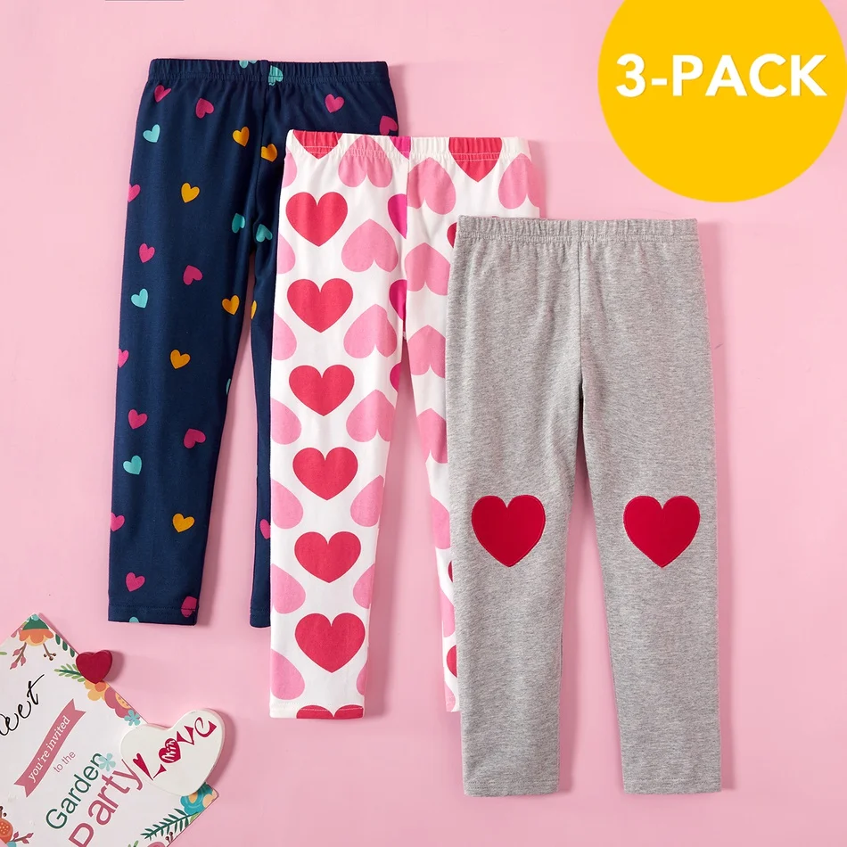 

PatPat 2021 New Arrival 3-piece Toddler Love Allover Leggings Pants Set