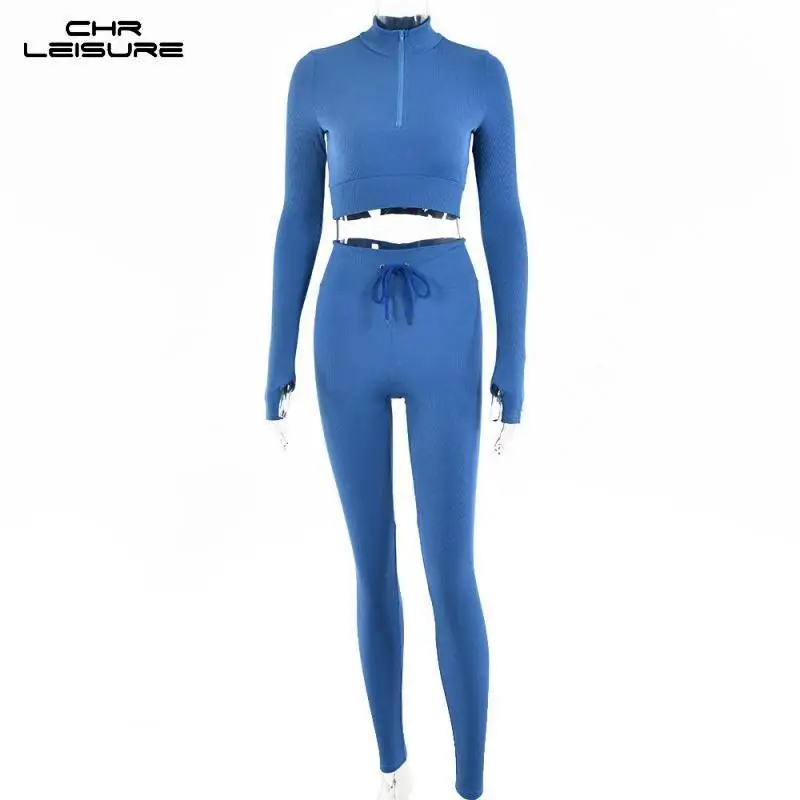 

CHRLEISURE Women's Sportswear High-Waisted Drawstring Leggings Zipper Comfy Pullover Track Suit Track Training Apparel