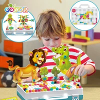 kids creative mosaic design puzzle toy drill kits construction building blocks set stem educational learning toys for boys girls
