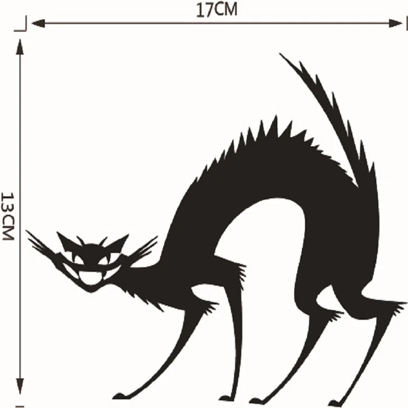 3 шаблона черная страшная наклейка в виде кошки Boo! Съемная Наклейка на стену