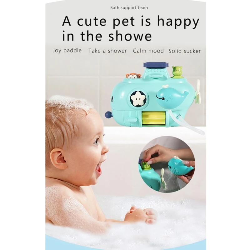 

50LE Cute Animals Swimming Water Baby Bath Toys Faucet Shower Submarine Water Toy Waterwheel Dabbling Water Spray Set For Kids