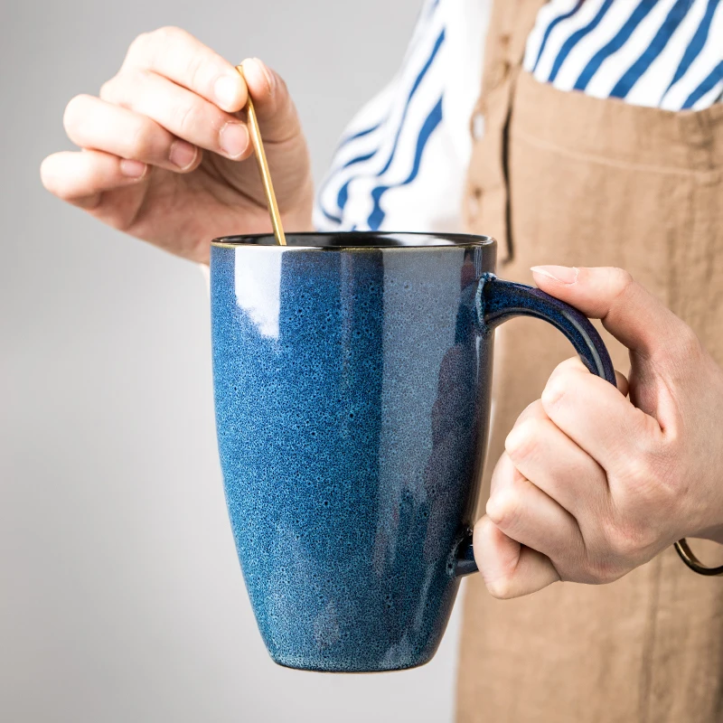 

500ml Retro Ceramic Mug Coffee Creative Office Office Tea Drink Drinkware Couples cup Gift